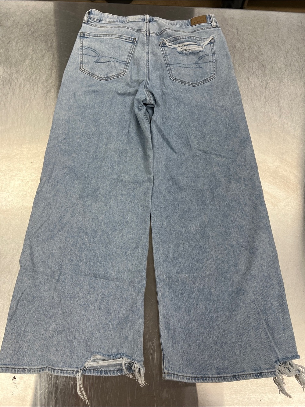American Eagle Outfitters Light Blue Wide-Leg Jeans Women’s 12 - Picture 8 of 13